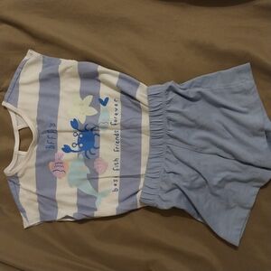 Super Cute Kids Blue Striped BFF Crab Outfit